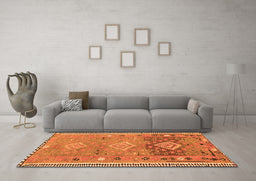 Machine Washable Southwestern Orange Country Area Rugs in a Living Room, wshcon2013org