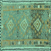 Square Machine Washable Southwestern Turquoise Country Area Rugs, wshcon2013turq