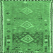 Square Machine Washable Southwestern Emerald Green Country Area Rugs, wshcon2013emgrn