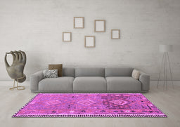 Machine Washable Southwestern Purple Country Area Rugs in a Living Room, wshcon2013pur