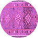 Round Machine Washable Southwestern Purple Country Area Rugs, wshcon2013pur