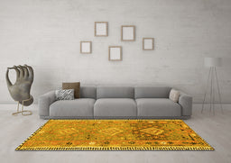 Machine Washable Southwestern Yellow Country Rug in a Living Room, wshcon2013yw