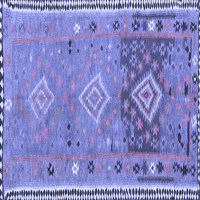 Square Machine Washable Southwestern Blue Country Rug, wshcon2013blu