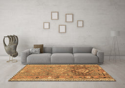 Machine Washable Southwestern Brown Country Rug in a Living Room,, wshcon2013brn