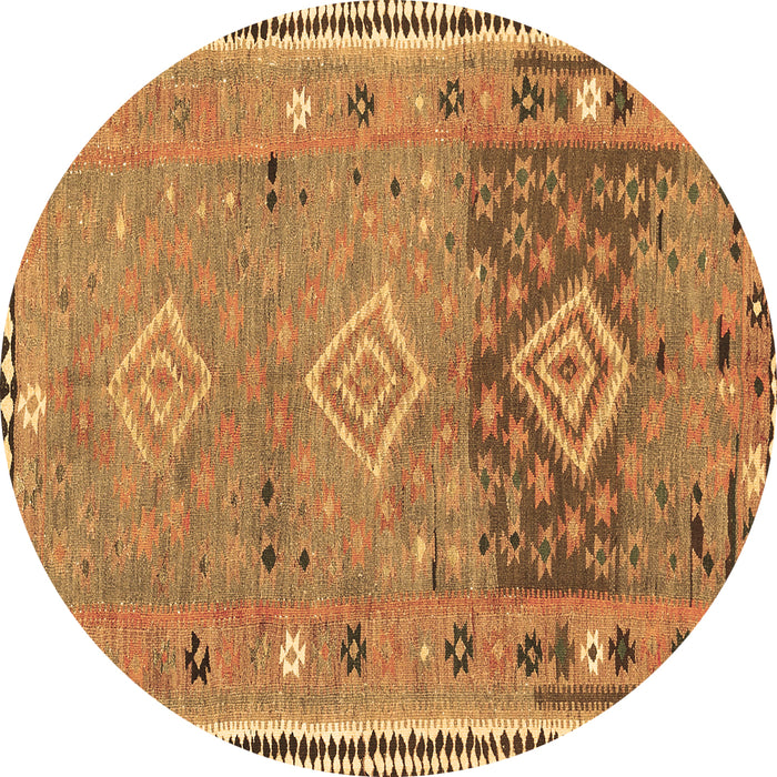 Round Southwestern Brown Country Rug, con2013brn
