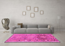 Machine Washable Southwestern Pink Country Rug in a Living Room, wshcon2013pnk
