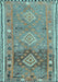 Machine Washable Southwestern Light Blue Country Rug, wshcon2013lblu