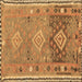 Square Southwestern Brown Country Rug, con2013brn