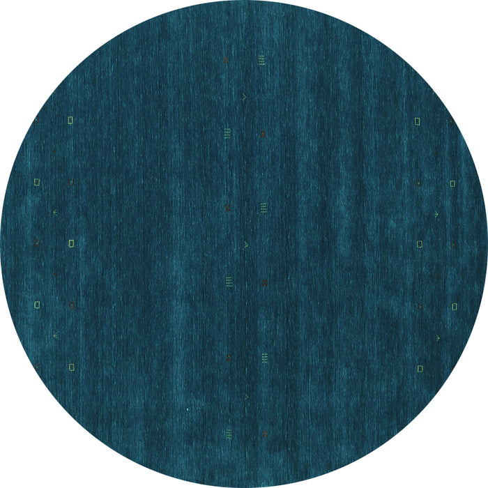 Round Machine Washable Abstract Turquoise Contemporary Area Rugs, wshcon2014turq