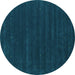 Round Machine Washable Abstract Turquoise Contemporary Area Rugs, wshcon2014turq