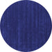 Round Abstract Blue Contemporary Rug, con2014blu