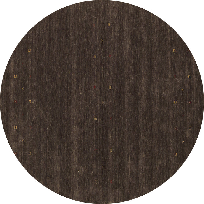 Round Machine Washable Abstract Brown Contemporary Rug, wshcon2014brn