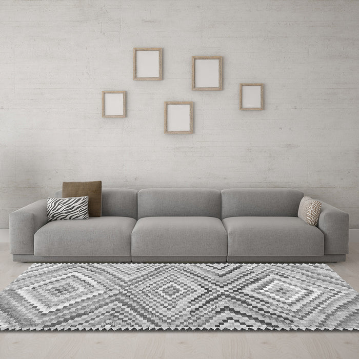 Machine Washable Southwestern Gray Country Rug in a Living Room,, wshcon2015gry