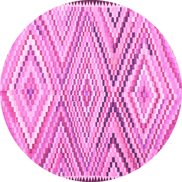 Round Machine Washable Southwestern Pink Country Rug, wshcon2015pnk