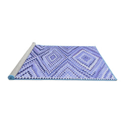 Sideview of Machine Washable Southwestern Blue Country Rug, wshcon2015blu