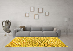 Machine Washable Southwestern Yellow Country Rug in a Living Room, wshcon2015yw