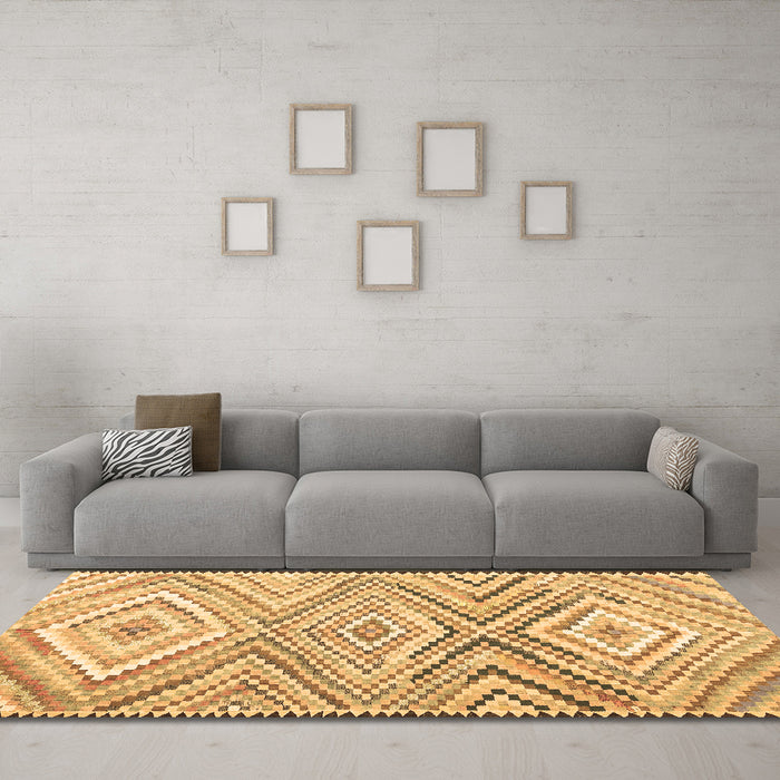 Machine Washable Southwestern Brown Country Rug in a Living Room,, wshcon2015brn