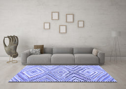 Machine Washable Southwestern Blue Country Rug in a Living Room, wshcon2015blu