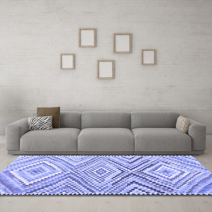 Machine Washable Southwestern Blue Country Rug in a Living Room, wshcon2015blu