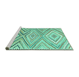 Sideview of Machine Washable Southwestern Turquoise Country Area Rugs, wshcon2015turq