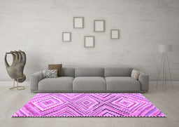 Machine Washable Southwestern Purple Country Area Rugs in a Living Room, wshcon2015pur