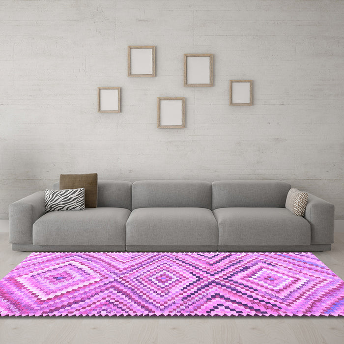 Machine Washable Southwestern Purple Country Area Rugs in a Living Room, wshcon2015pur