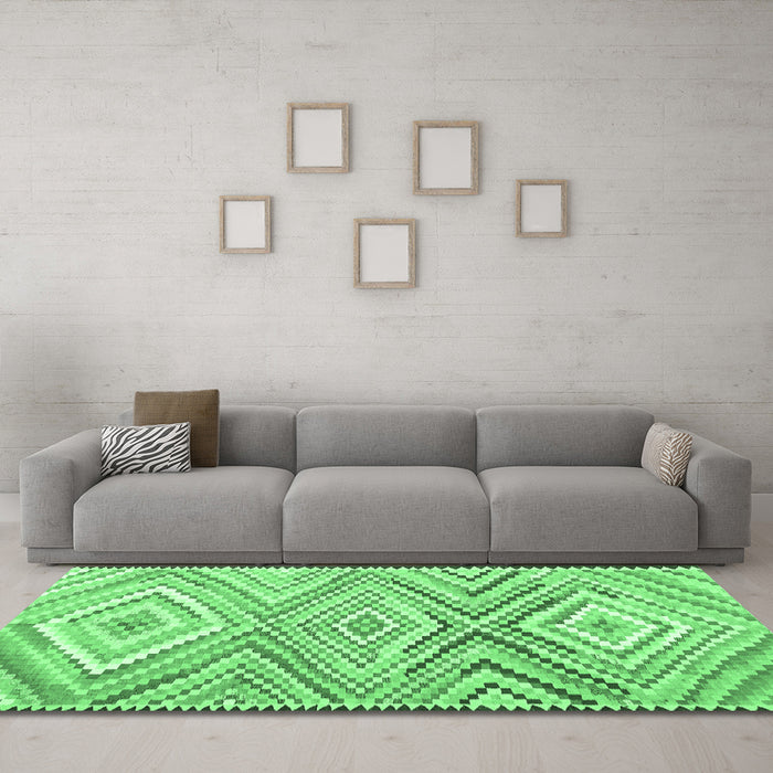 Machine Washable Southwestern Emerald Green Country Area Rugs in a Living Room,, wshcon2015emgrn