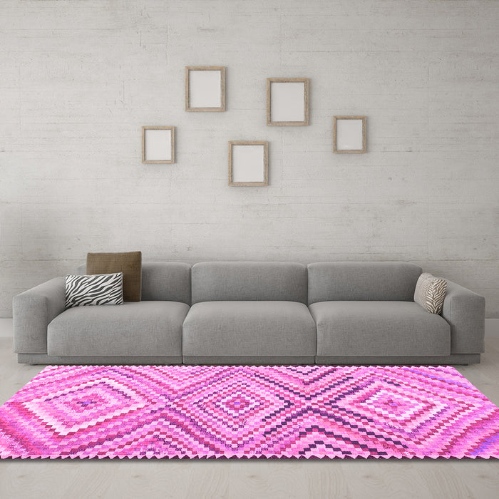 Machine Washable Southwestern Pink Country Rug in a Living Room, wshcon2015pnk