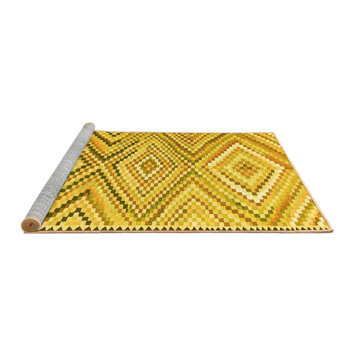 Sideview of Machine Washable Southwestern Yellow Country Rug, wshcon2015yw