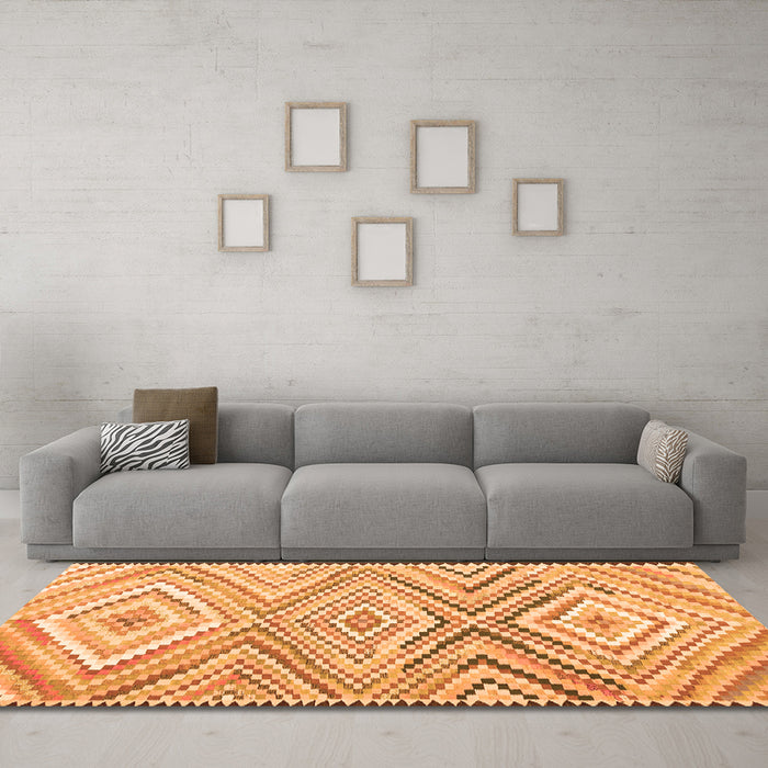 Machine Washable Southwestern Orange Country Area Rugs in a Living Room, wshcon2015org