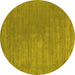 Round Abstract Yellow Contemporary Rug, con2016yw