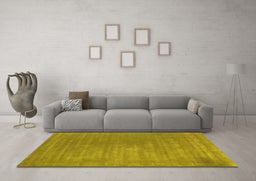 Machine Washable Abstract Yellow Contemporary Rug in a Living Room, wshcon2016yw