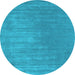 Round Abstract Light Blue Contemporary Rug, con2016lblu