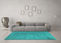 Machine Washable Abstract Turquoise Contemporary Rug, wshcon2016turq