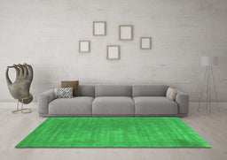 Machine Washable Abstract Green Contemporary Area Rugs in a Living Room,, wshcon2016grn