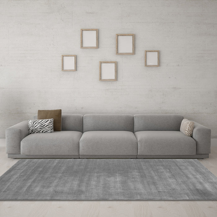 Machine Washable Abstract Gray Contemporary Rug in a Living Room,, wshcon2016gry