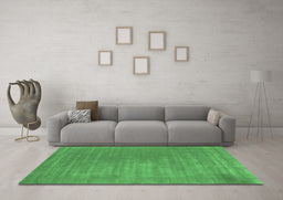 Machine Washable Abstract Emerald Green Contemporary Area Rugs in a Living Room,, wshcon2016emgrn