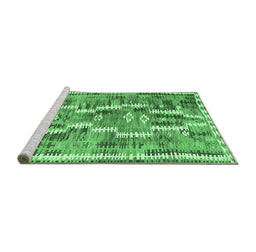 Sideview of Machine Washable Southwestern Emerald Green Country Area Rugs, wshcon2017emgrn