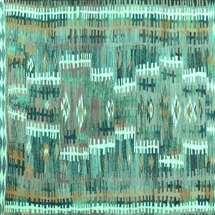 Square Machine Washable Southwestern Turquoise Country Area Rugs, wshcon2017turq