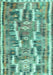 Machine Washable Southwestern Turquoise Country Area Rugs, wshcon2017turq