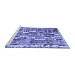 Sideview of Machine Washable Southwestern Blue Country Rug, wshcon2017blu