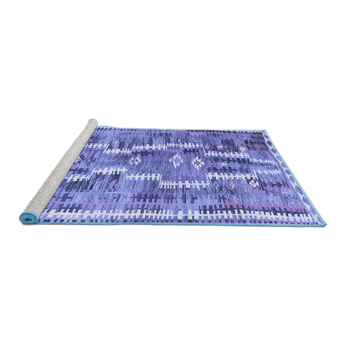 Sideview of Machine Washable Southwestern Blue Country Rug, wshcon2017blu