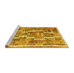 Sideview of Machine Washable Southwestern Yellow Country Rug, wshcon2017yw