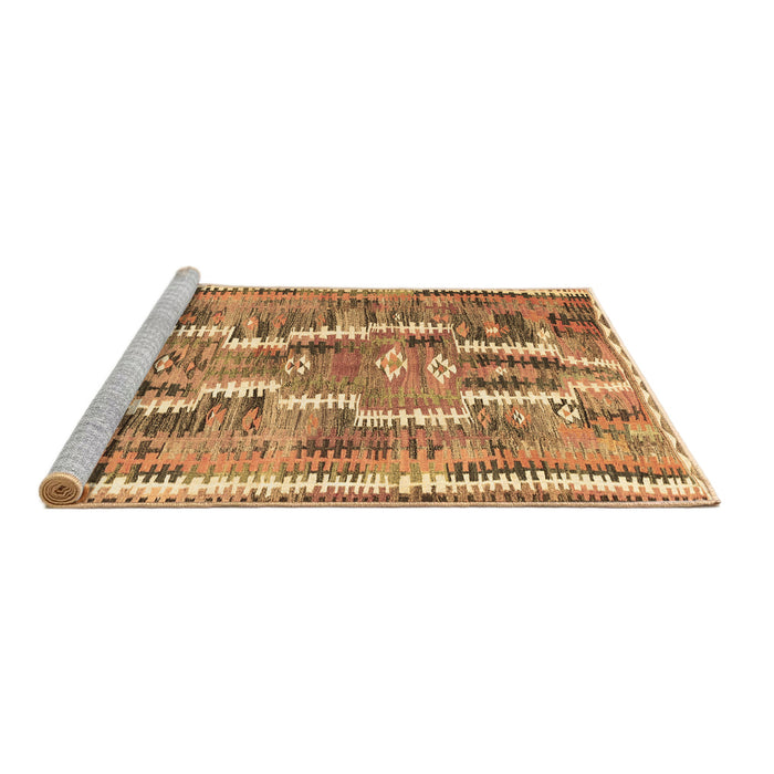 Sideview of Machine Washable Southwestern Brown Country Rug, wshcon2017brn