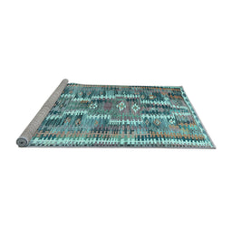 Sideview of Machine Washable Southwestern Light Blue Country Rug, wshcon2017lblu