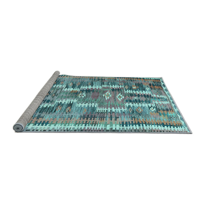 Sideview of Machine Washable Southwestern Light Blue Country Rug, wshcon2017lblu