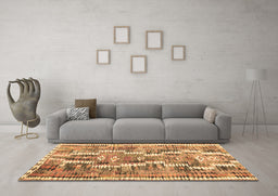 Machine Washable Southwestern Brown Country Rug in a Living Room,, wshcon2017brn