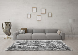 Machine Washable Southwestern Gray Country Rug in a Living Room,, wshcon2017gry