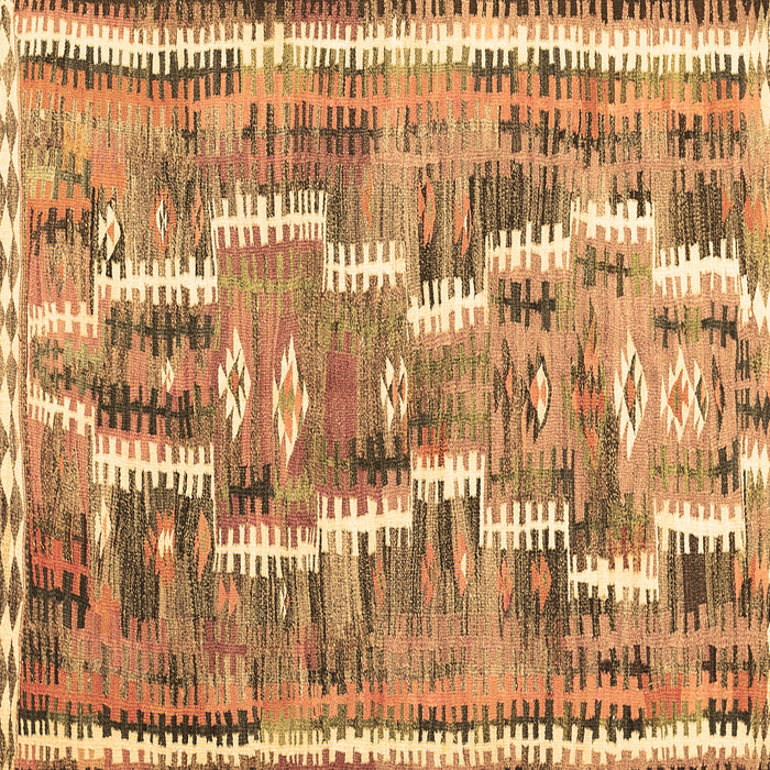 Square Machine Washable Southwestern Brown Country Rug, wshcon2017brn
