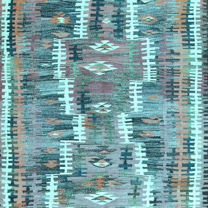 Machine Washable Southwestern Light Blue Country Rug, wshcon2017lblu